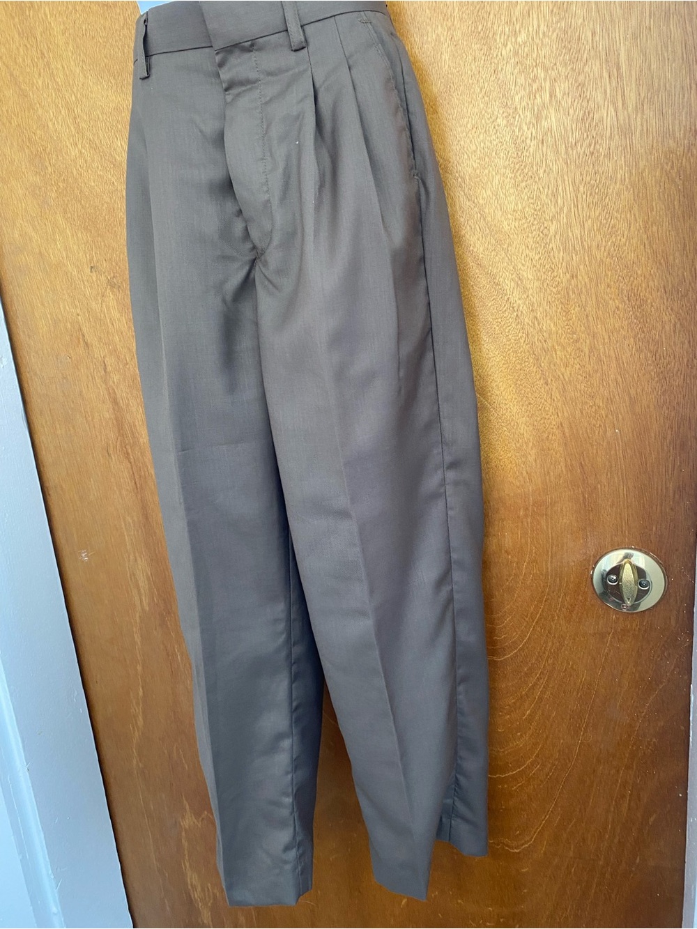 Kids Brown Pleated Casual Pants